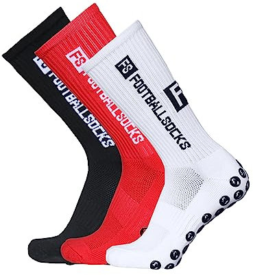 Lixada Fußballsocken Kinder Herren Stutzen Stutzenstrumpf,Unisex Outdoor-Sport-Laufsocken Kompressionsstretch-Socken Sportliche Fußball-Fußball-Socken Anti-Rutsch-Socken mit Griffen,3 Paar(39-46)