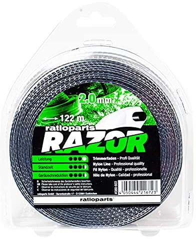 RATIOPARTS Razor Nylonfaden 2,0 mm 122 m Trimmerfaden 5-Kant gedreht Mähfaden