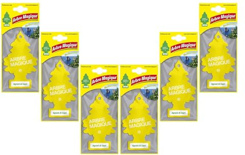 Arbre Magique Mono, diffuseur de parfum pour voiture, fragrance Agrumes de Capri, parfum à base d’agrumes et frais, durée jusqu’à 7 semaines, fabriqué en Italie, lot de 6 pièces