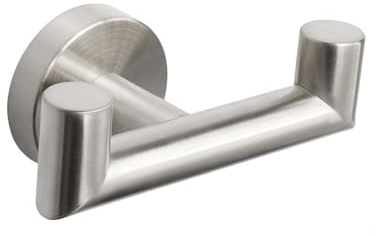 NearMoon Bathroom Double Towel Hook- SUS304 Stainless Steel Robe Towel Holder, Heavy Duty Double Coat Hook for Bathroom Livingroom Kitchen Wall Mounted (Brushed Nickel-U, 2 Pack)