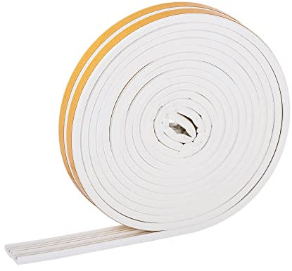 HELPMATE Joint de fenêtre - 6 m - 9 x 4 mm - Ruban d'étanchéité pour portes et fenêtres - Autocollant - Profil E - Joint profilé pour crevasses étroites de 2 à 3,5 mm - Blanc