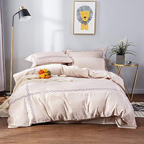 Set copripiumino Raso, Set biancheria da letto in seta King Size, Set biancheria da letto bianco Completo copripiumino in seta satinata Set copripiumino morbido setoso in 4 pezzi Brillante Vibrante
