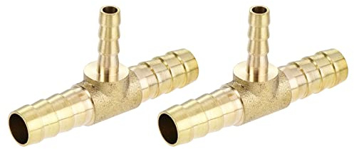 M METERXITY 2pz Dentellato Tubo flessibile Raccordi - 5/16 x 5/16 x 3/16 Ottone Tubo flessibile Raccordo Tubo Connettore Applicare a Acqua Carburante (T Sagomato 3 Modo)