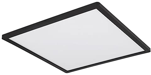 Badezimmer Lampe LED Deckenleuchte Deckenlampe IP44 LED Panel, dimmbar 3 Stufen über Wandschalter, Backlight, schwarz, 24W 2300Lm warmweiß, LxH 42x2,5 cm