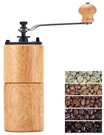 TsoLay Molinillo De Café En Grano, Pulverizador De Café Vintage, Molinillo De Rebabas De Madera con Ajuste De Engranaje Ajustable, Molienda Uniforme, Mango De Perilla De Madera, Adecuado para Viajes