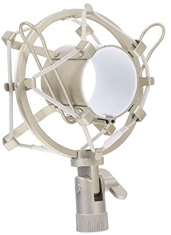 ZzzaNa 1pc Rendimiento de radio Función de escritorio de audio Altura Micrófono de estudio blanco con soporte de montaje antivibración Mesa Soporte de metal Accesorio portátil Suministros de grabación