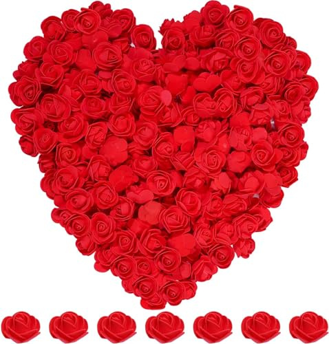 Tongcloud 100pcs Mini Artificial Rose Artificial Fake Rose Head Mini Foam Artificial Rose Head for DIY Crafts Wedding Party Valentine's Day Bouquets Festival Home Decoration(Red, 3.5cm/1.38inches)