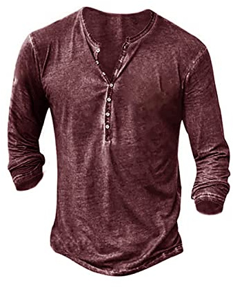 Beotyshow Camicia da uomo a maniche lunghe, da uomo, per il tempo libero, vintage, casual, leggera, in cotone, slim fit, borgogna, 3XL