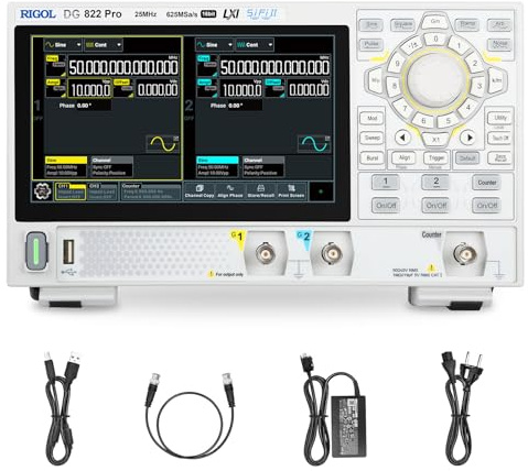 RIGOL Generador de Funciones, DG822 Pro Generador de Señales,25 MHz,2 Canal,Resolución de 16 bits,Pantalla táctil HD de 7 pulgadas,Ultra portátil,Ideal para pruebas en campo y enseñanza en laboratorio