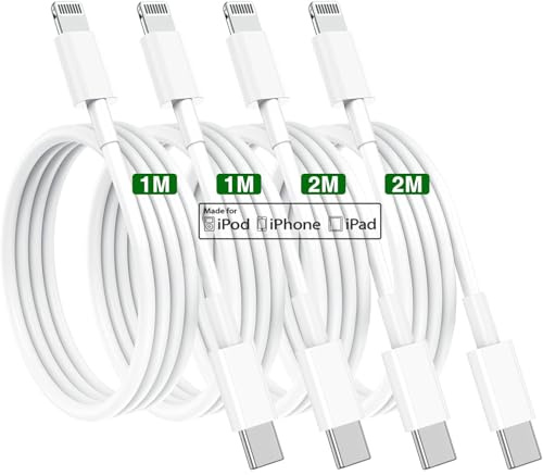 C to Lightning Cord(4pack 2M+1M),MFi Certified Apple Fast Charger,Power Delivery Type C Charging Cord for Apple 14/13/12/11 Pro/11/XS MAX/XR/8/7/6s Plus