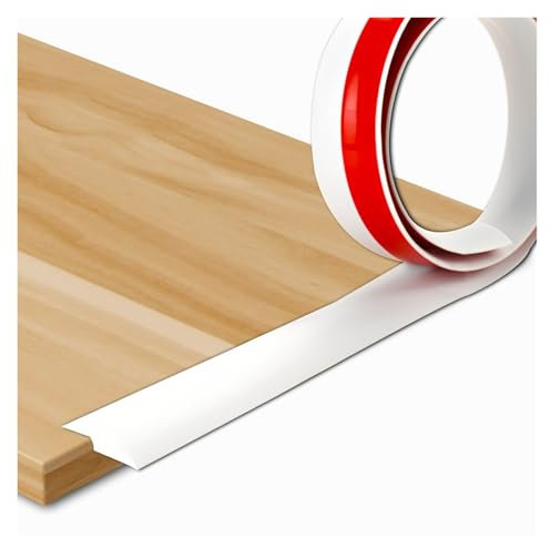 Selbstklebend Vinyl - Übergangsleiste - PVC Abschlussprofil - Bodenleiste - Türschwelle - Abdeckleiste - Laminate Profile Flooring Edge Trim for Floor Partitions(White,3.28ft x 1.38in)