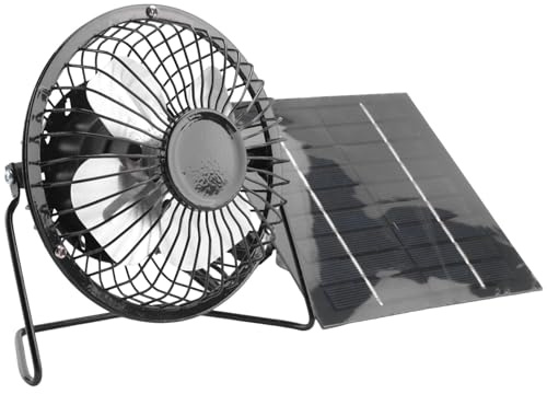 Kochenty Ventilador de 5 W y 5 V alimentado por panel solar, mini ventilador portátil de ventilación portátil de 4 pulgadas USB para camping, yate, casa de perro