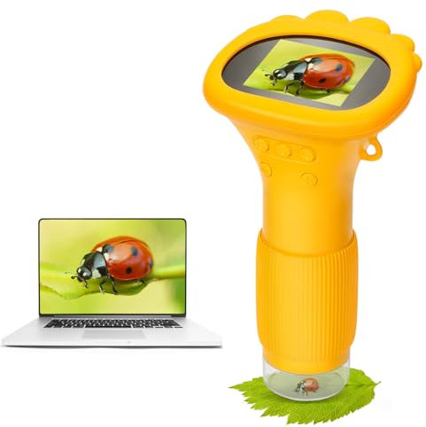 Kids Microscope, 2 IPS Screen 1000X Portable Microscope for Kids, Photo and Video Camera, Christmas Birthday Gifts for Age 3 4 5 6 7 8 9 10 11 12 Girls Boys