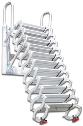 Escalera de aleación para el ático del hogar, para decoración de casa, interior y exterior, escaleras de loft, montadas en la pared, carga de 1100 libras, longitud ajustable de 28 a 9 pies.