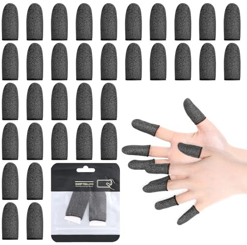 Lot de 40 manchons de doigts de jeu, 24 aiguilles en fibre argentée, anti-transpiration, respirantes, sans couture, pour écran tactile, pour jeux de téléphone