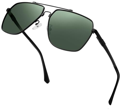 KANASTAL Polarisiert Sonnenbrille Herren Damen Groß | Klassische Retro Vintage, Verspiegelt, Premium Quadratisch Metallrahmen, UV400 Schutz,, Anti Glare, Doppelsteg, Stylisch