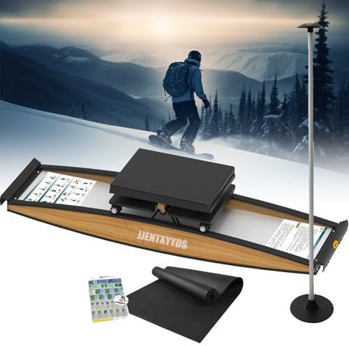 JJENXYYDS Skisimulator, Indoor-Ski-Crosstrainer, Hüft-Body-Balance-Trainingsgerät, Skitrainingsgerät mit Gehstock und Bodenmatte, für Gesäßmuskulatur, Einstellbarer Widerstand, für das Fitnessstudio