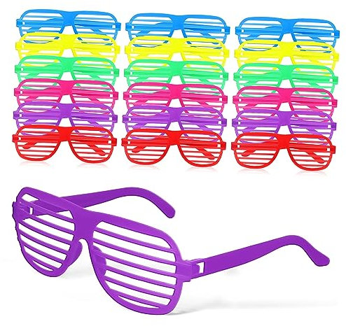 COLLBATH 18stücke Neonfarbene Shutterbrillen Aus Kunststoff Partybrillen Kleid Kostümbrillen Mit Vintage-shutter-design Für Karneval Bühnenauftritte Und Festivals