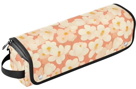 Unique Flower and Whites 2-in-1 Hair Tools Organizer with Heat Resistant Pad Curling Iron Travel Holder Storage Bag for Flat Irons, Straighteners, Curling Irons Travel Essentials for Women