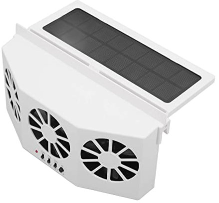 PUNELE Solar Powered Car Cooler, Large Wide Angle 3 Fans Deodorant Energy Saving Car Exhaust Ventilation Fan, White, Easy to Install, Battery Powered, Solar Location Outside the Window