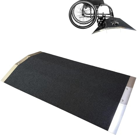 Wheelchair Ramp, 70L x 40W x 5H CM Threshold Ramp for Doorways, 300KG Loading Capacity Aluminum Alloy Ramps with Non-Slip Surface and Detachable Supports for Mobility Scooters