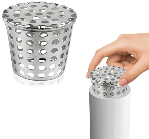 Rejilla Desague Jardin, Acero INOX Rejilla Sumidero Terraza para Canalones Y Bajantes Protección de Canalón para Hojas y Ramas Tamiz para Atrapar Hojas para un Diámetro de 90 a 110 mm