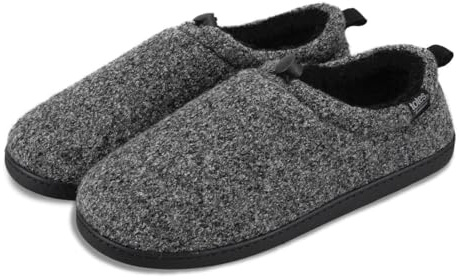 Isotoner® Men’s Felt Full Back Slipper with Pull Toggle, cosy Low Boot Style with Pillowstep® Tufted Insole, Memory Foam for Comfort, Comfort Foam Layer, Pull Toggle for Supported Wear, Grey, 10 UK