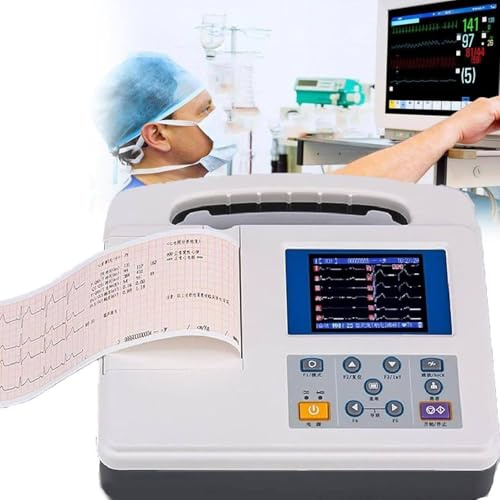 WEIZIIA Monitor de ECG Profesional, LCD Digital, 12 derivaciones, 3 Canales, con Papel de impresión para el Cuidado bucal médico, Signos vitales, UCI, CCU.