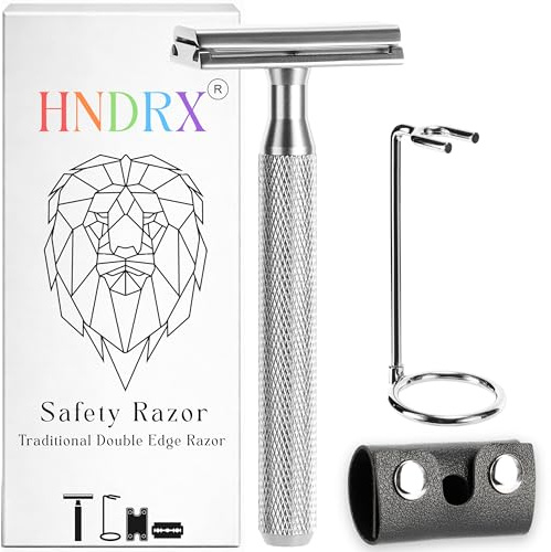 Rakhyvel män Safety Razor kvinnor våtrakapparat 30° vinkel inkl. 10 japanska rakblad, rakhyvelstativ och bladskydd (Aircraft Aluminium)
