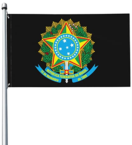Stemma Del Brasile Bandiera Da Cortile Durevole Bandiere Da Giardino Divertente Garden Flag Per All'Aperto Fattoria Esterni 90X150Cm