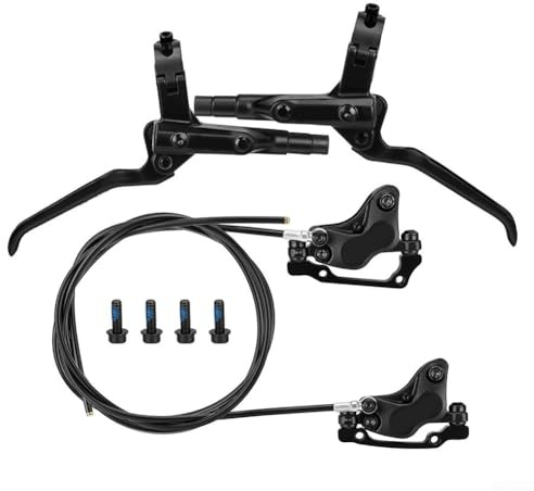Ensemble de freins à disque hydraulique pour VTT – 4 pistons en alliage 6061 avec tube fendu avant et arrière, système de freinage léger rempli d'huile avec forte performance d'étanchéité, compatible