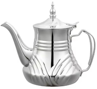 Tetera marroquí/árabe de acero inoxidable con diseño elegante. Con filtro integrado. Diseño lujoso y para larga durabilidad. Selecciona el tamaño adecuado para tí y/o para tu familia. (0.8 L)