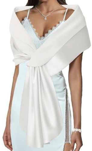 NRVTRE Damen Satin Stola Festlich Elegante Hochzeit Schals Stola für Abendkleider Brautkleider