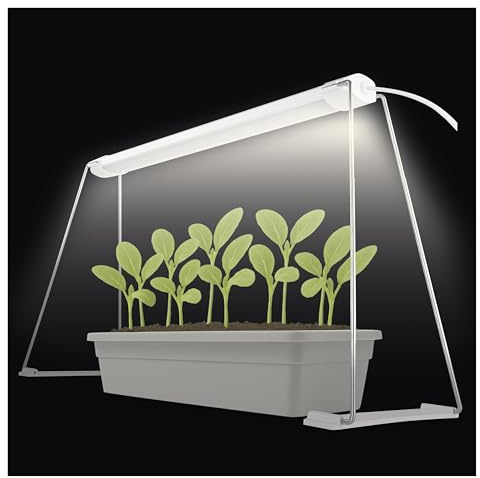 EMOS - LED-Grow-Lampe für Samen, Kräuter und Zimmerpflanzen zum Aufstellen und Hängen - Samen-Starter Pflanzenlicht mit Timer und Ständer in 2 Höhen - Helligkeit 800lm - Ra>95, inkl. Netzteil - Weiß