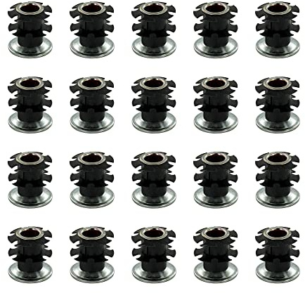 Outwater Industries Double Star Threaded Caster Insert | Heat Treated Steel | Fits 1 Inch Round 16-18 Gauge Tube | THREAD: 3/8-16 | 20 PACK