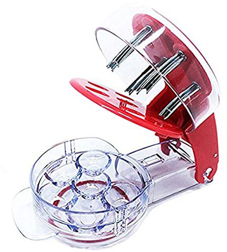 coralpearl deshuesador de aceitunas redcherry Pit Remover herramienta máquina de cocina con Mason tarro de acero inoxidable para 6 cerezas rojo