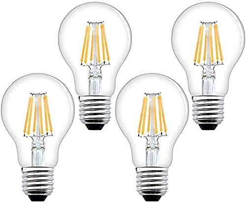 Bonlux LED E27 Edison Screw Dimmable Filament Light Bulb Cool White 6000K ES A60 GLS Shape Antique Classic Lamp Bulb 80W Halogen Equivalent 750LM Energy Saving Bulb(4-Pack)