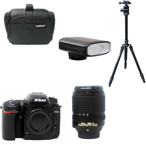 KamKorda Camera Bag + Flash + Tripod + D7500 DSLR Camera + AF-S 18-140mm VR, 20.9MP DX-Format CMOS Sensor, EXPEED 5 Image Processor, 4K UHD Video, 3.2 Tilting Touchscreen LCD + 2 Year Warranty