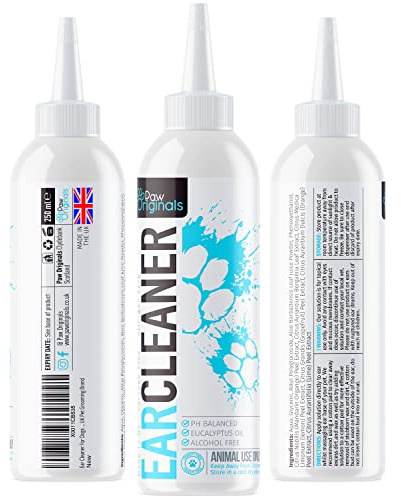Paw Originals Ear Cleaner For Dogs Wash - Stop Itching, Bad Ear Odour Smell & Head Shaking - Anti Viral Formula - Recommended By UK Vets - 250ML - Made In The UK - From The No 1 UK Pet Grooming Brand