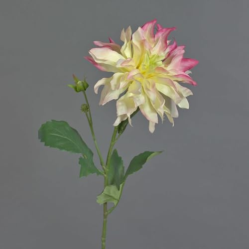 artplants.de Künstliche Blume Dahlie Cinthia, rosa - weiß, 60cm - Textilblume Dahlia