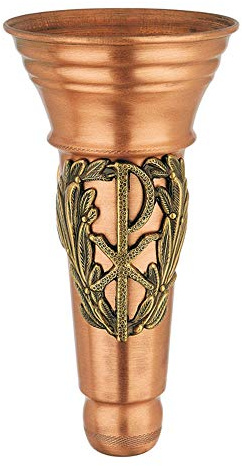 REAL VOTIVA FONDERIE D'ARTE Vaso portafiori Grande in Bronzo - Decorazione Pax - Vaso in Rame - Attacco a Braccio [P.03.1504/20/RA]