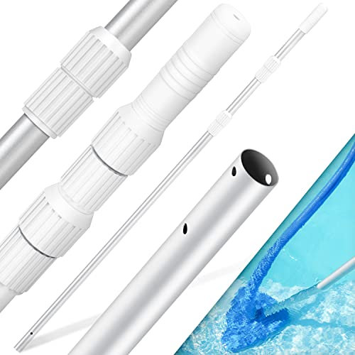 KESSER® Pool Teleskopstange Aluminium Poolstange | Stange zur Poolreinigung 3-teilig | einstellbar von 1,20m bis 3,60m | Witterungsbeständig und Stabil, Silber
