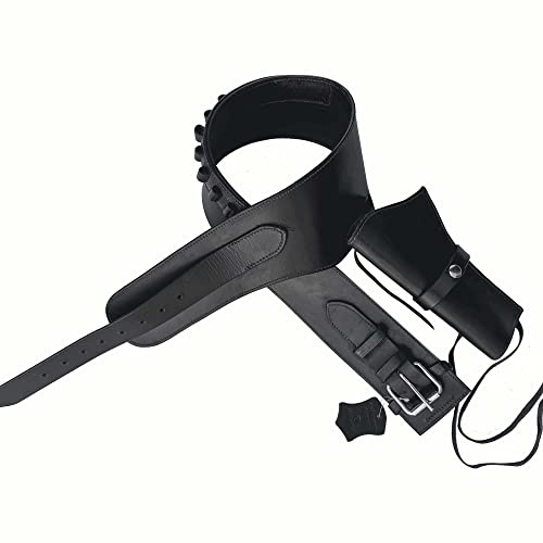 Hulara Cuero de Ante de Plena Flor, Funda Occidental Lisa de Calibre 22, Funda Herencia del cinturón de Armas Occidental 22, Funda de Vaquero (Lado Izquierdo Negro, Tamaño-3 (42-44 Pulgadas))