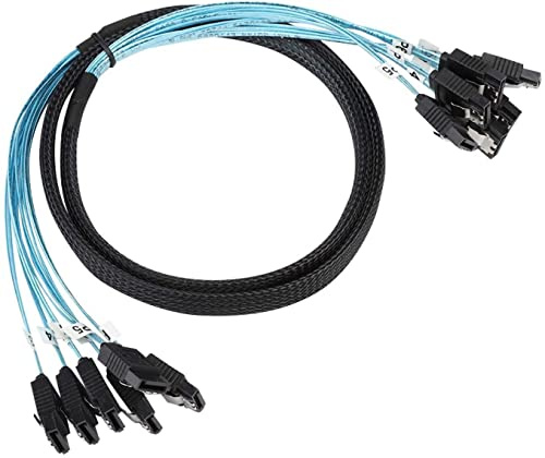 NAERSI® Câble SATA3.0 haute vitesse 6 Gbit/s SATA 6 câbles SAS pour 6 pièces 3 câbles Sas pour serveur, disque dur, SDD, ordinateur, CD, DVD (1 m)