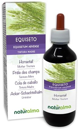 Acker-Schachtelhalm oder Pferdeschwanz (Equisetum arvense) Kraut Alkoholfreier Urtinktur Naturalma - Flüssig-Extrakt Tropfen 200 ml - Nahrungsergänzungsmittel - Veganer