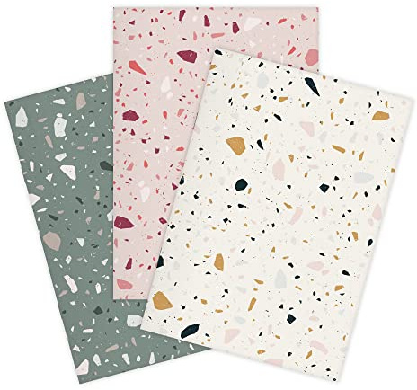 etmamu 151 3er-Set Notizhefte A5 | Terrazzo Muster, 32 Blatt kariert