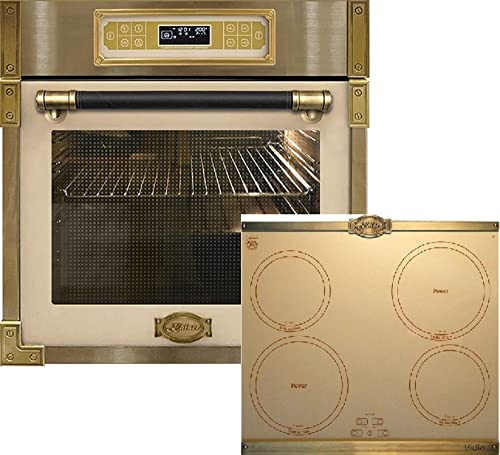 Kaiser Four et plaque de cuisson encastrable rétro EH 6726 ElfAD+KCT 6395 IelfEm, 4 encastrables, 80 l, verre ivoire, électrique, grill + induction rétro, 60 cm, bronze, A+