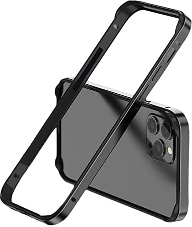 LINPING Aluminium-Metall-Stoßrahmen-Hartschale für iPhone 14pro max, schlanke Panzerung mit weicher Innenseite, erhöhtem Kantenschutz (Schwarz, 6.1'iPhone 14 Pro Max)