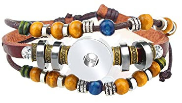 ANDANTE Leder Armband mit Diamanten für Chunks Click-Buttons (18-22 cm) Vintage Braun