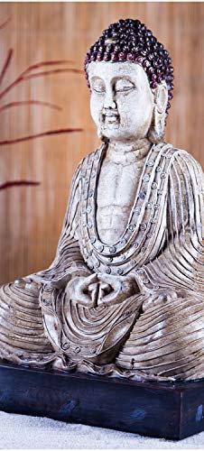 wandmotiv24 Türtapete Buddha-Statue und aromatische Kerzen 100 x 200cm (B x H) - Selbstklebende Strukturtapete Sticker für Türen, Türfolie, Aufkleber, M0969